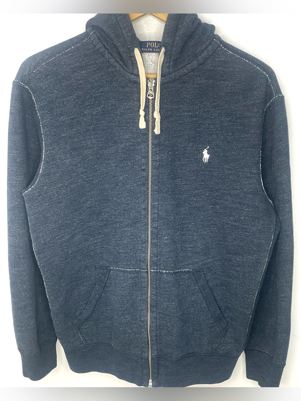 Polo Ralph Lauren Heather Gray Fleece/Sherpa Lined Full Zip Hoodie Sweatshirt L